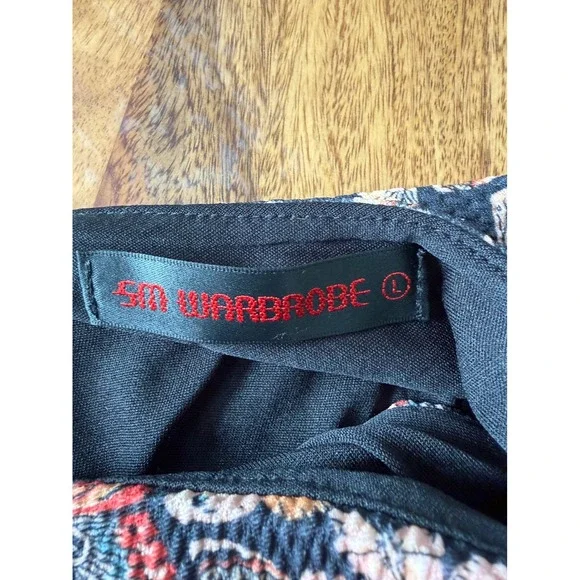 SM Wardrobe Butterfly Print Fit and Flare Dress Sleeveless V-Neck Black Large - Picture 5 of 9